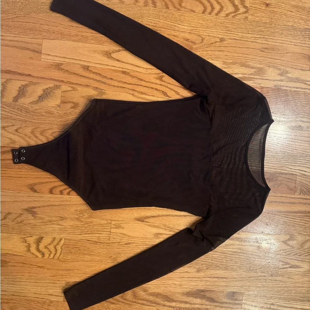 Black Sheer Long Sleeve Bodysuit - Picture 3 of 8